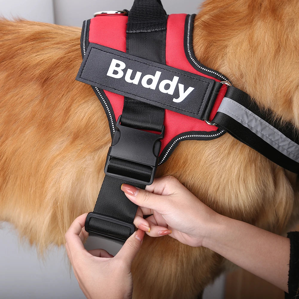 Customized Reflective Dog Harness with ID Patch – No-Pull, Breathable & Adjustable Outdoor Vest