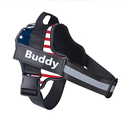 Customized Reflective Dog Harness with ID Patch – No-Pull, Breathable & Adjustable Outdoor Vest