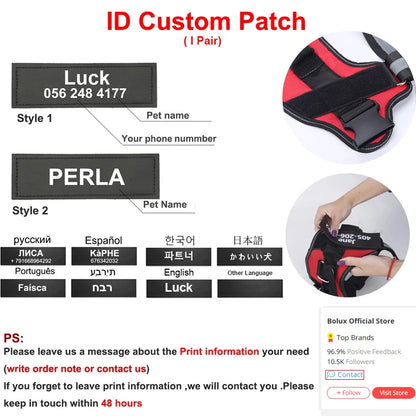 Customized Reflective Dog Harness with ID Patch – No-Pull, Breathable & Adjustable Outdoor Vest